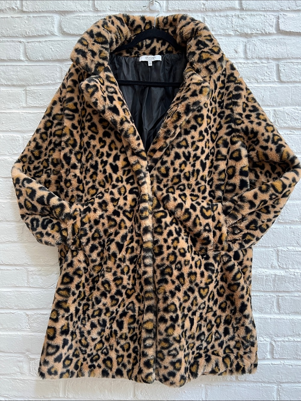 26 INTERNATIONAL Classic Leopard Teddy CarCoat Notch Collar Lined LongSleeves LG - Picture 3 of 16